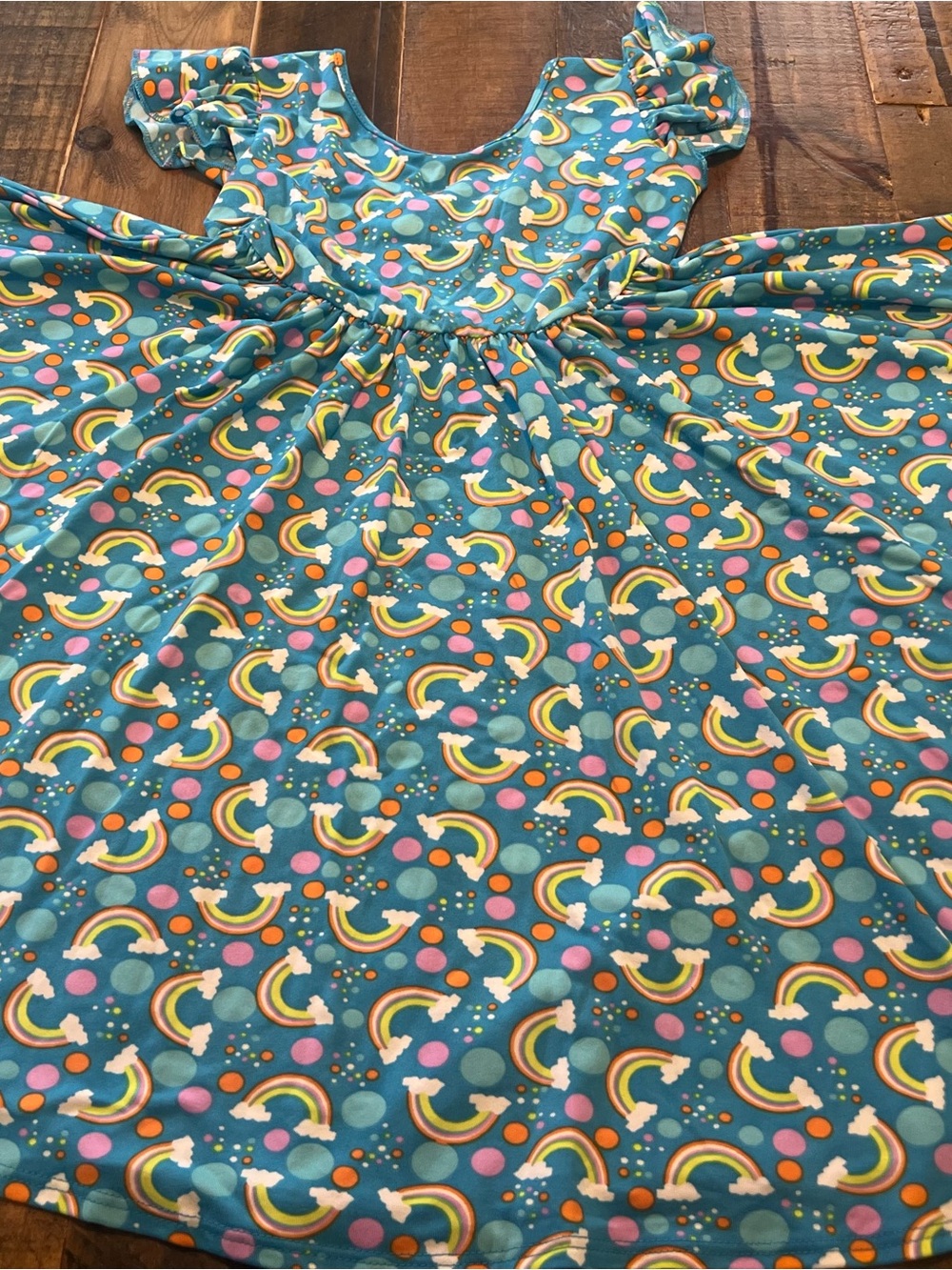 Dot Dot Smile size 5/6 girls blue rainbow Empire twirl dress new